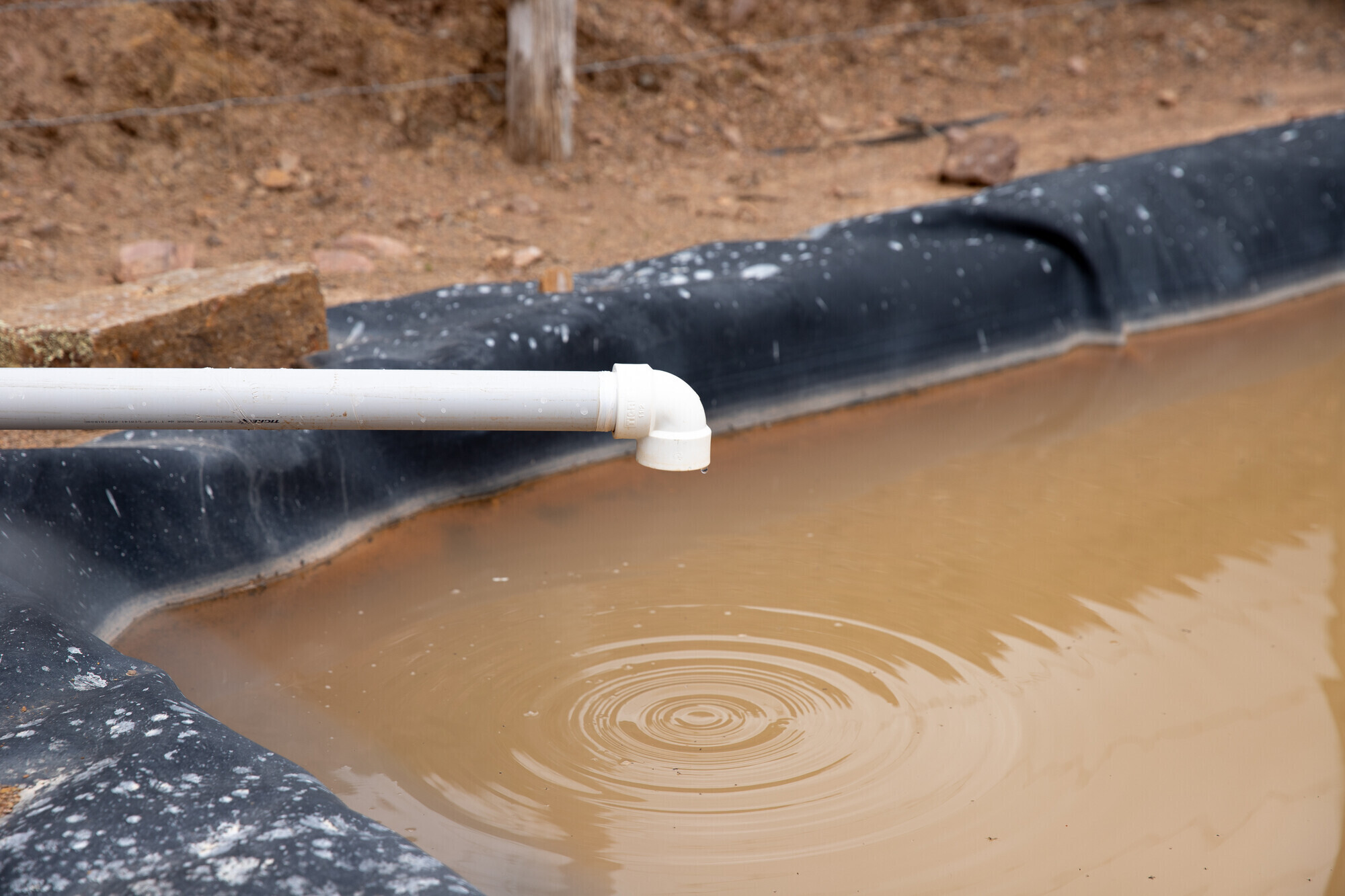 A reservoir that is part of an irrigation system