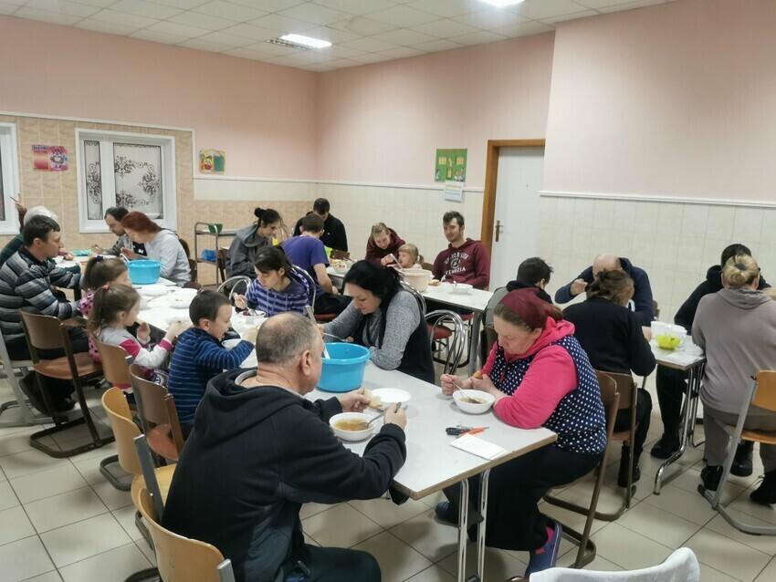 People who've fled their homes around Kharkiv, Ukraine, are given food and shelter at MCC partner Kharkiv Independent ECB Churches (KECB).