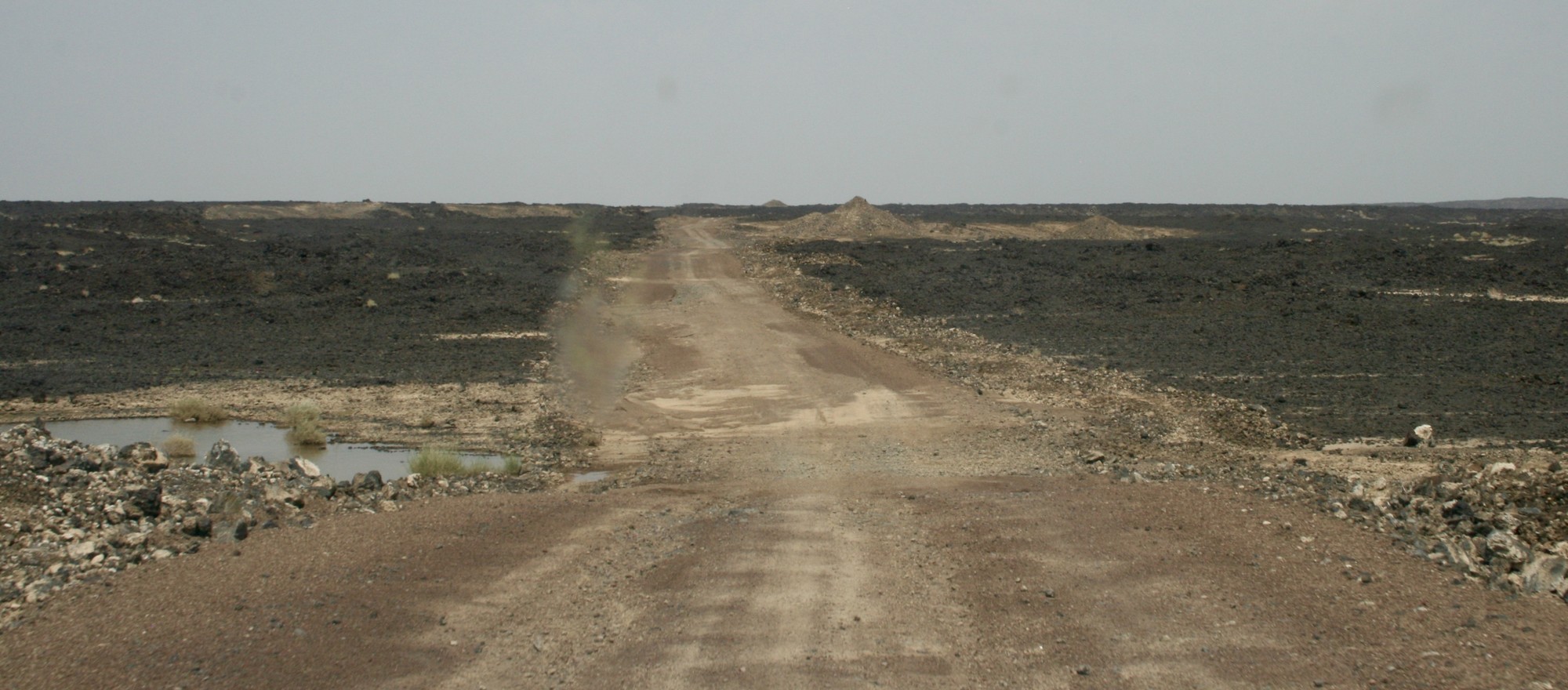 A dirt road in a desert of Ethiopia
