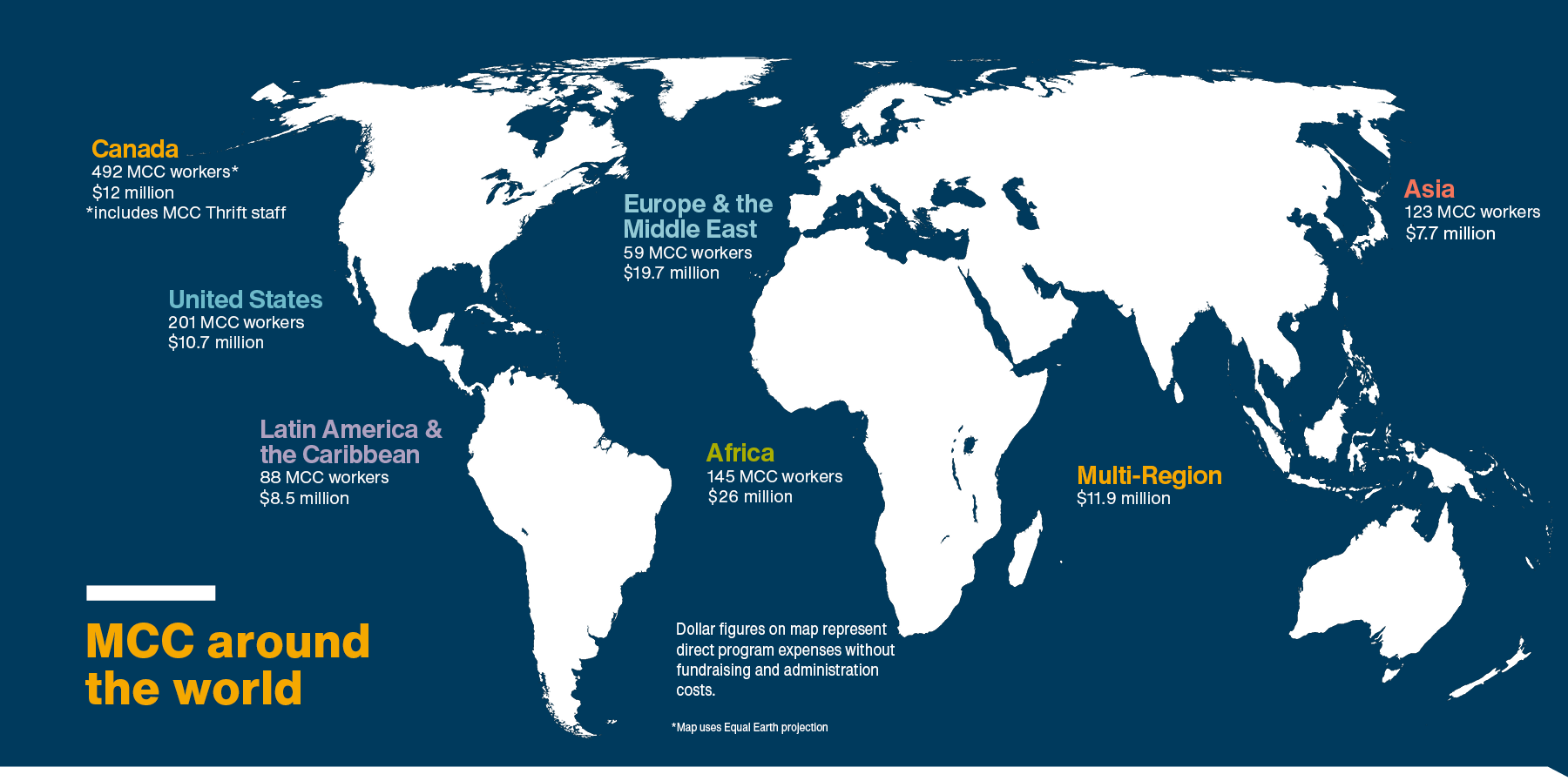 A map explaining where in the world MCC works