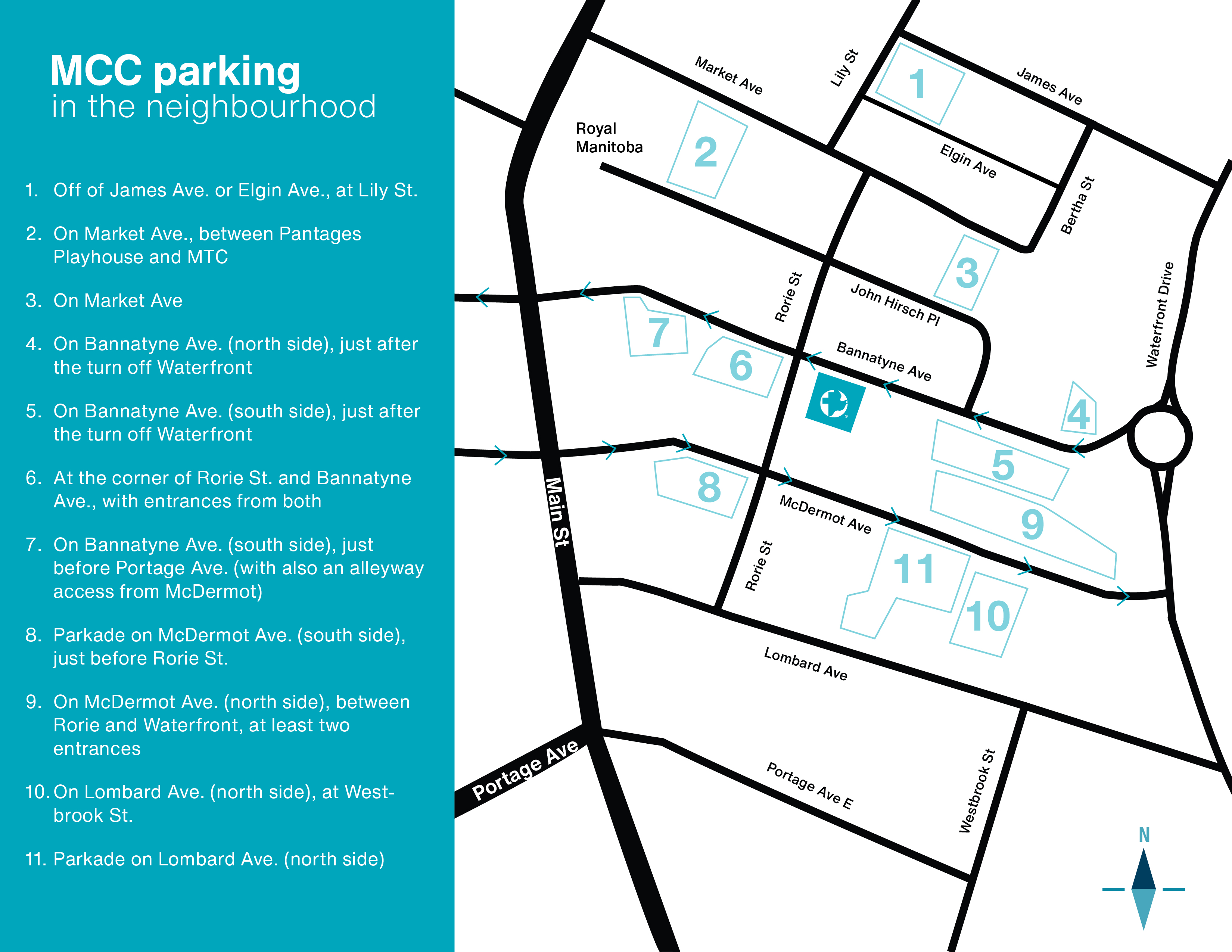 parking map of the exchange district neighbourhood that surrounds MCC Manitoba