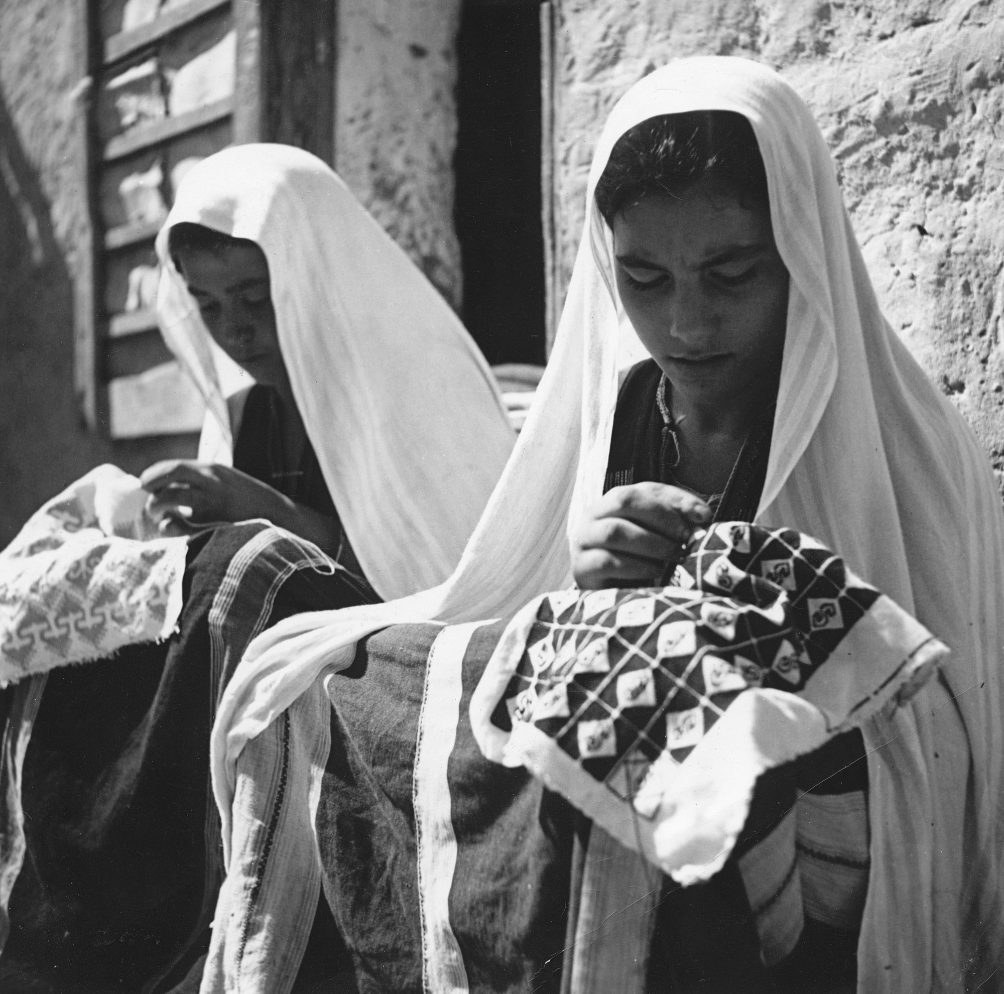 girls sewing needlework