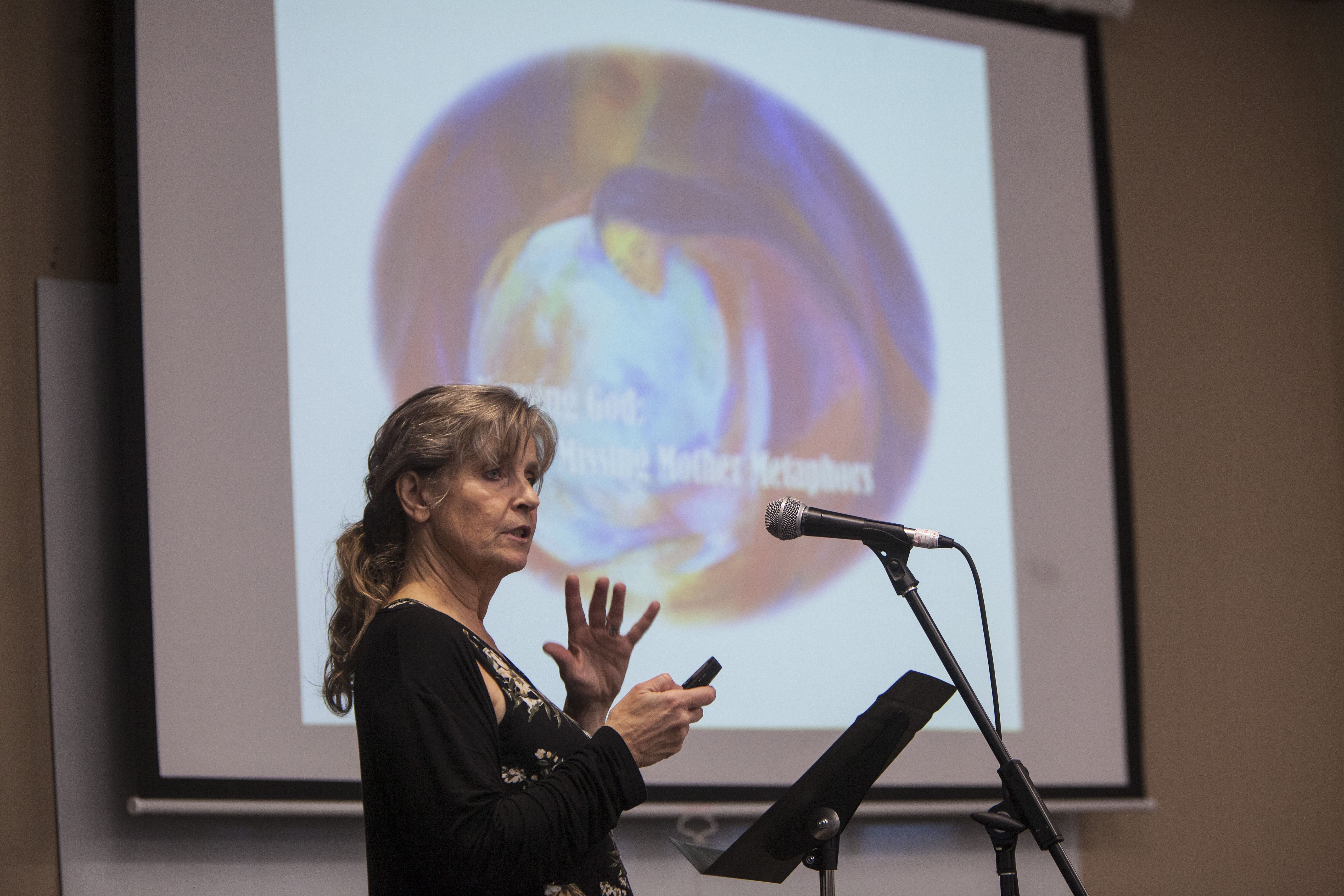 Valorie Hiebert speaking to audience