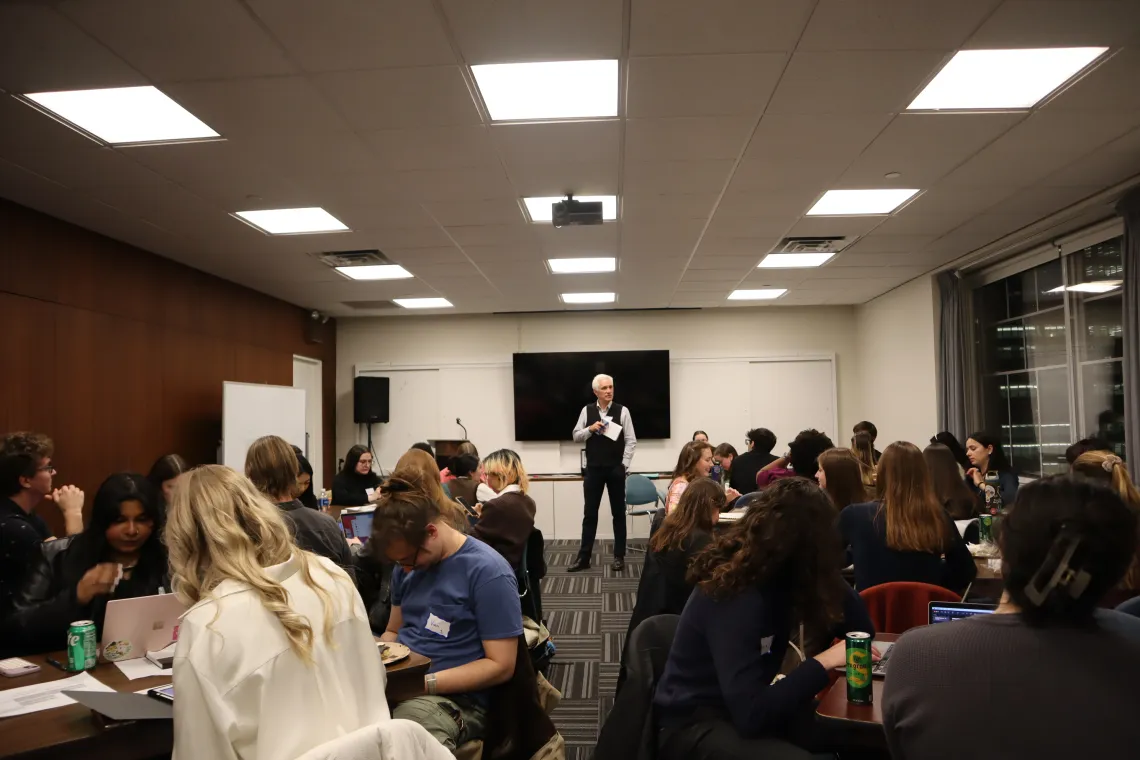 UN Student Seminar group gathered in a room. 