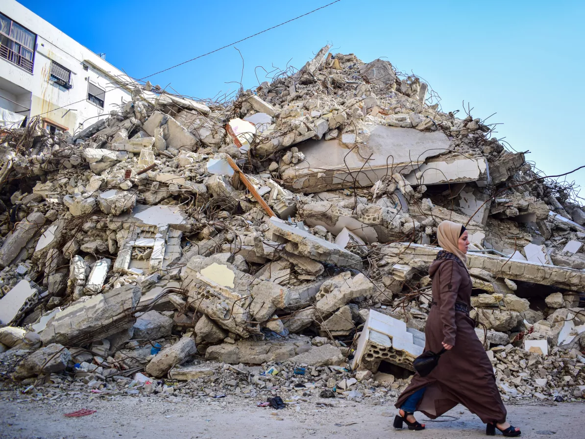 Visible damage from the February 2023 earthquakes is still dominant in the streets of Jabli, a remote city in Lattakia Governorate, Syria, on September 27, 2023.