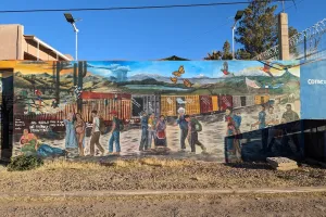 Mural of migrant journey