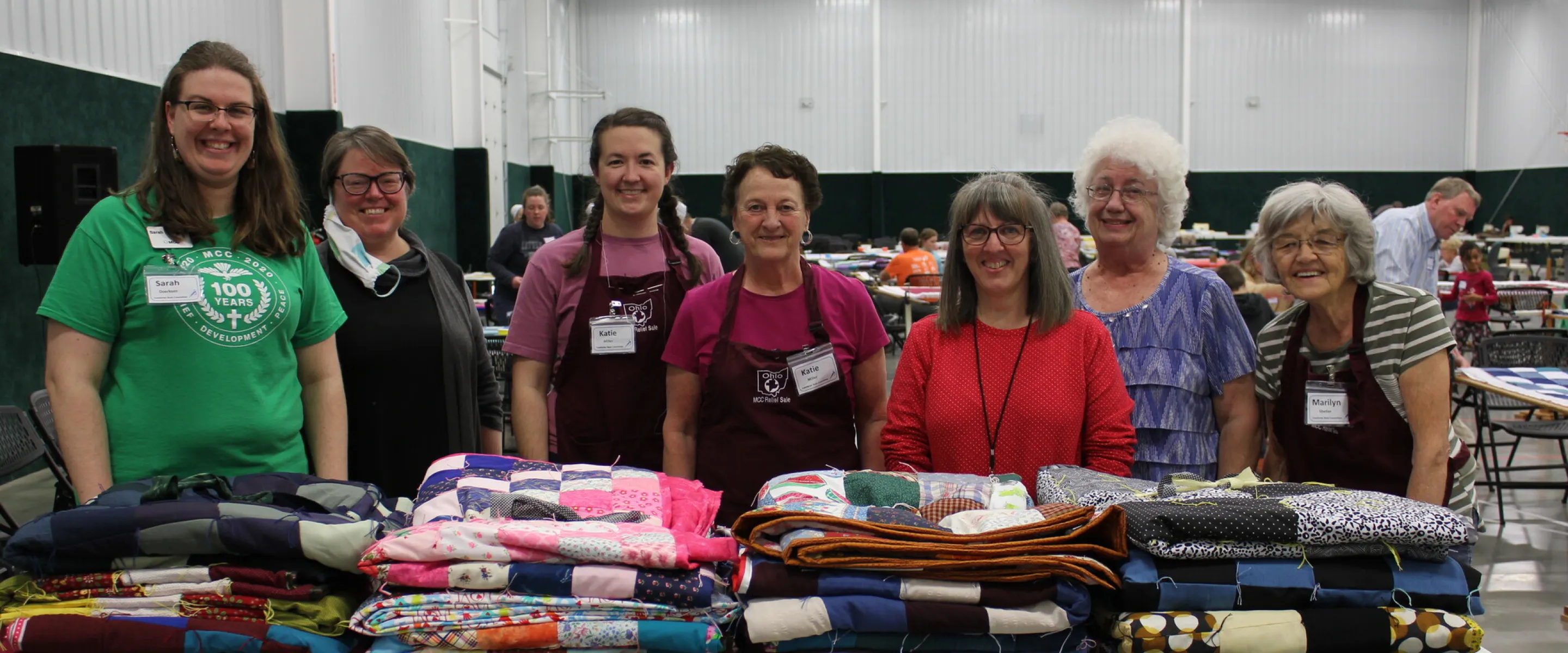 The 2022 Ohio Comforter Bash local committee put in many hours planning and hosting the event. (Left to right) Sarah Doerksen (MCC Great Lakes Ohio Material Resources Coordinator), Amy Stauffer-McNutt