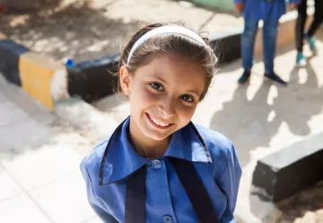 Saja Ayman, a student at Jalool Secondary Mixed School. MCC partner Madaba for Supporting Development (MSD) operates the Green Schools program which improves access to water and encourages water consethis is the block