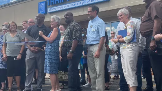 Ribbon cutting at Woodland store