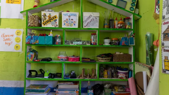 School supplies in a classroom