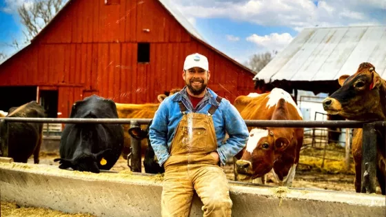 Jason Schmidt (IVEP Supervisor 2022-23) at his farm, Grazing Plains Farm, in Whitewater, Kansas.