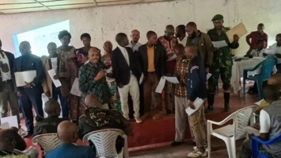 Dr. Mulanda Jimmy Juma is pictured with participants of the mediation process in Democratic Republic of the Congo.