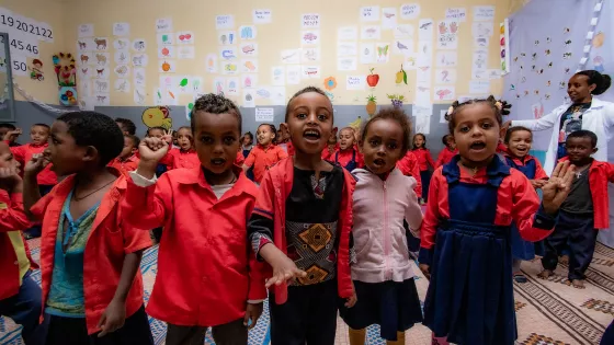 MCC partner Remember the Poorest Communities (RPC) provides preschool education in Adama, Ethiopia, for 250 orphaned and vulnerable children. RPC’s project increases access to early childhood education, improves literacy and supports the emotional wellbeing of the children. (MCC photo/Nafkot Gebeyehu)